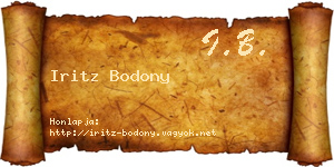 Iritz Bodony névjegykártya